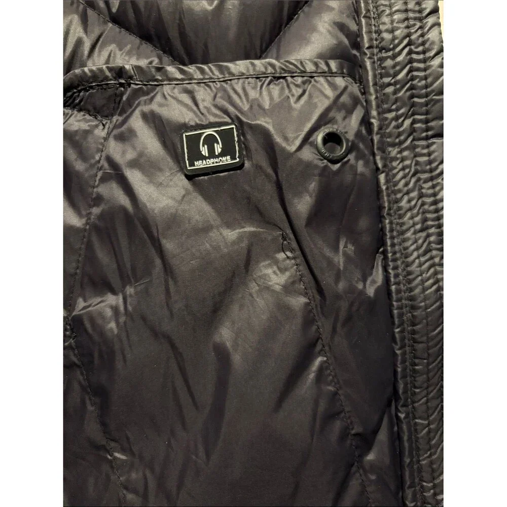 Calvin Klein Black Down Feather Quilted Puffer Vest Full Zip Gold Hardware XL